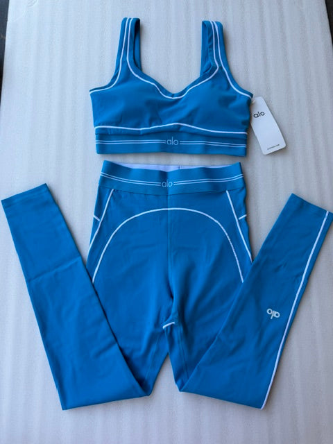 Blue Alo Sports Bra & Leggings Set