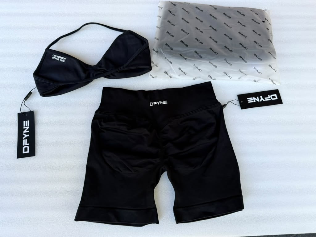 Black DFYNE Sports Bra & Shorts Set